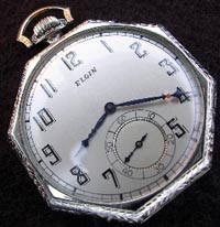 12 size octagon Elgin pocket watch, refinished dial